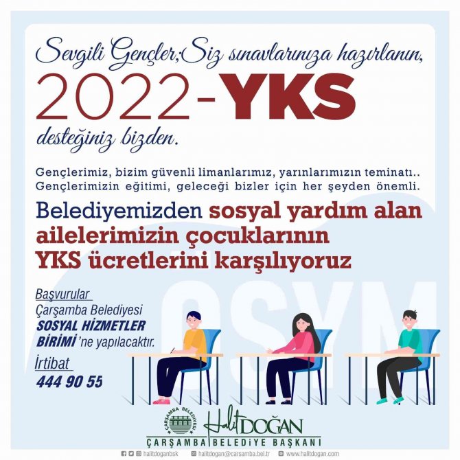 Çarşamba Belediyesi Öğrencilerin Yks Başvuru Ücretlerini Karşılayacak