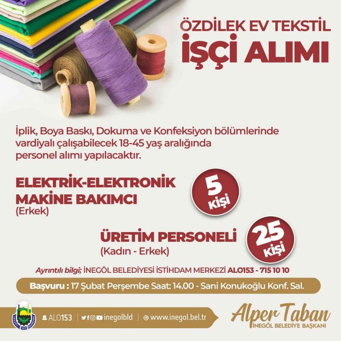 Ev Tekstil Firması Personel Alacağını Duyurdu