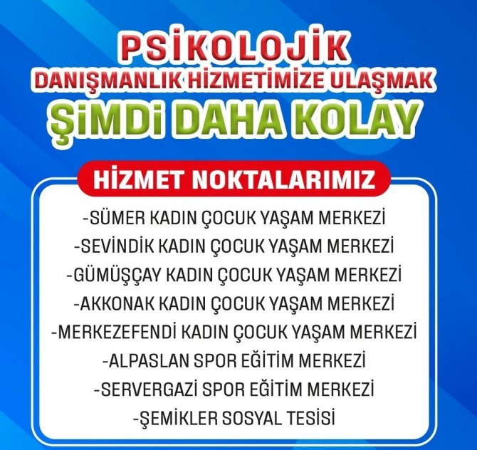 Merkezefendi’de Vatandaşlara Ücretsiz Psikolojik Danışmanlık Desteği