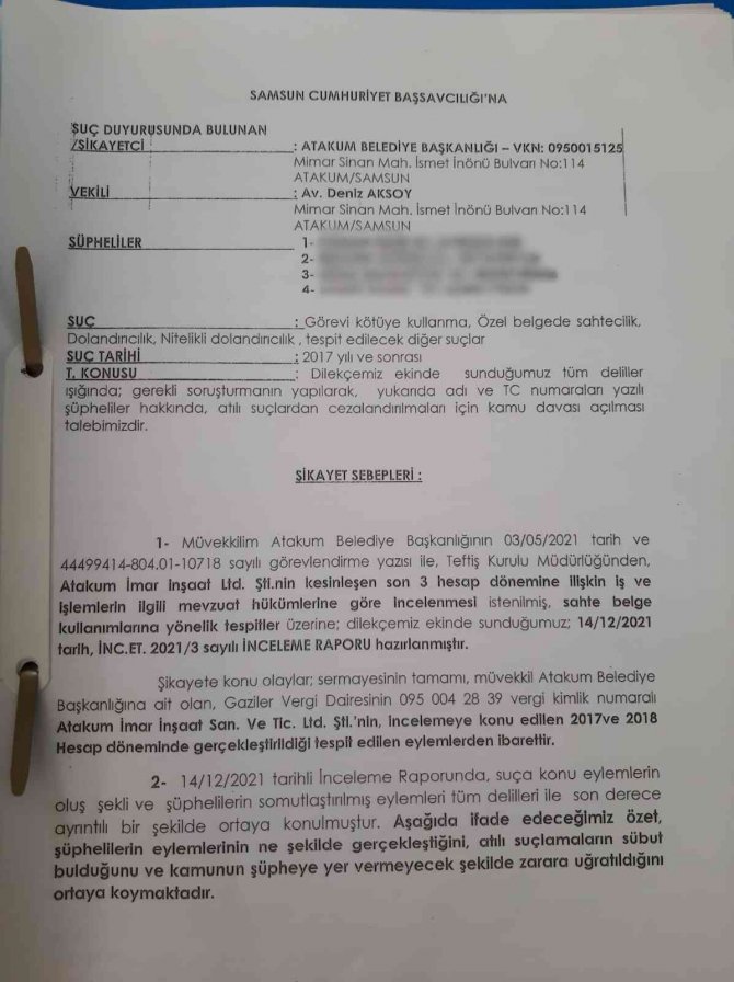 Atakum Belediyesi’nden 