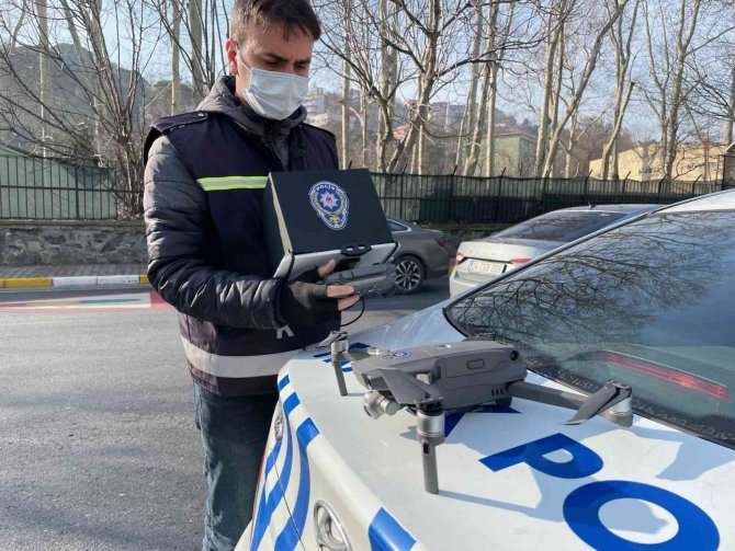 Sarıyer’de Dron’lu Trafik Denetimi