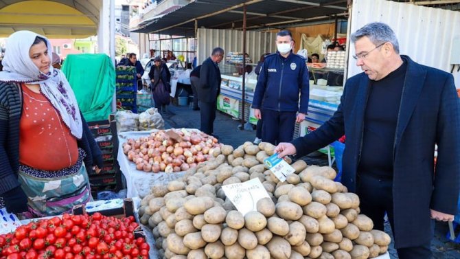 Başkan Güler, Pazarda Etiket Denetimi Yaptı