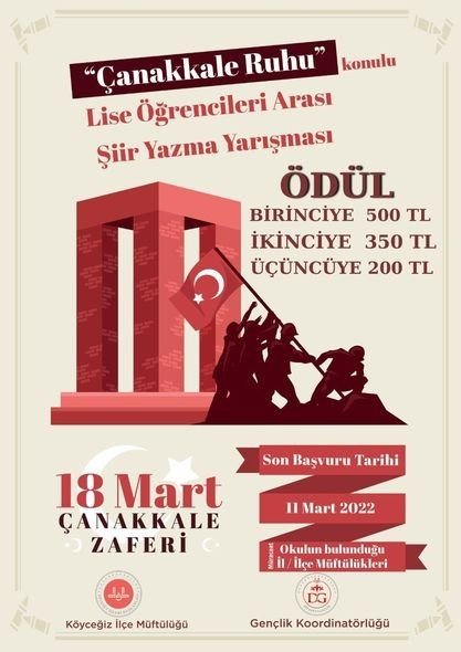 Köyceğiz Müftülüğü, 18 Mart Şehitleri İçin Şiir Yazma Yarışması Düzenledi