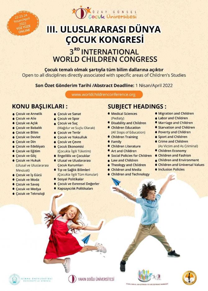 3. Dünya Çocuk Kongresi, 23 Nisan’da Kktc’de Düzenlenecek