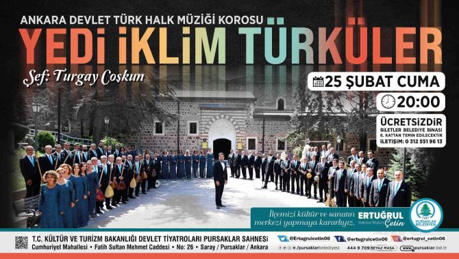Pursaklar’da Yedi İ̇klim Türküler Korosu Ücretsiz Halk Konseri Verecek