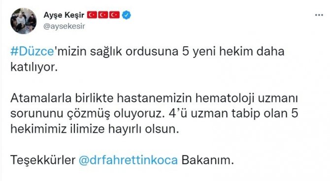 Düzce’de 5 Doktor Atandı