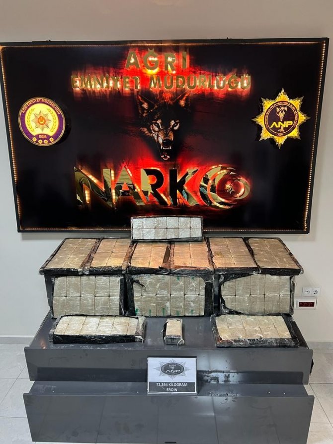 Ağrı’da 72 Kilo 394 Gram Eroin Ele Geçirildi