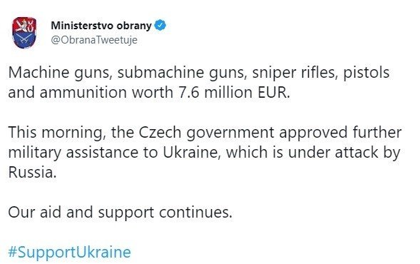 Çekya’dan Ukrayna’ya Silah Yardımı