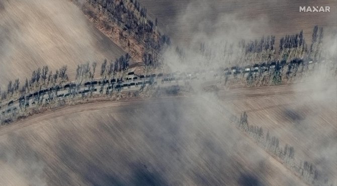 Rus Ordusuna Ait Konvoy Uzaydan Görüntülendi