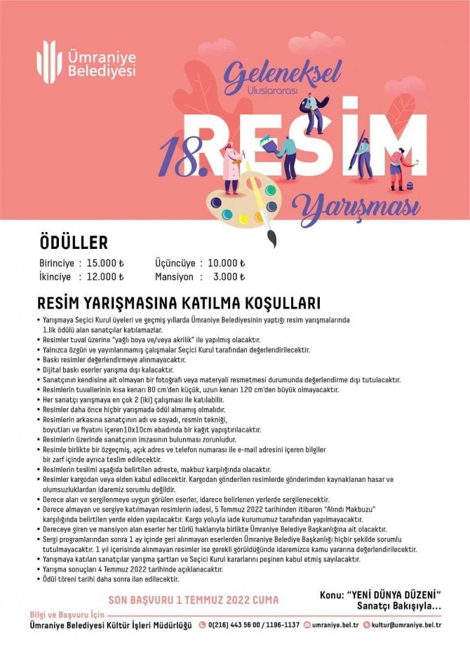 18. Geleneksel Resim, Hikâye Ve Şiir Yarışmaları Başlıyor