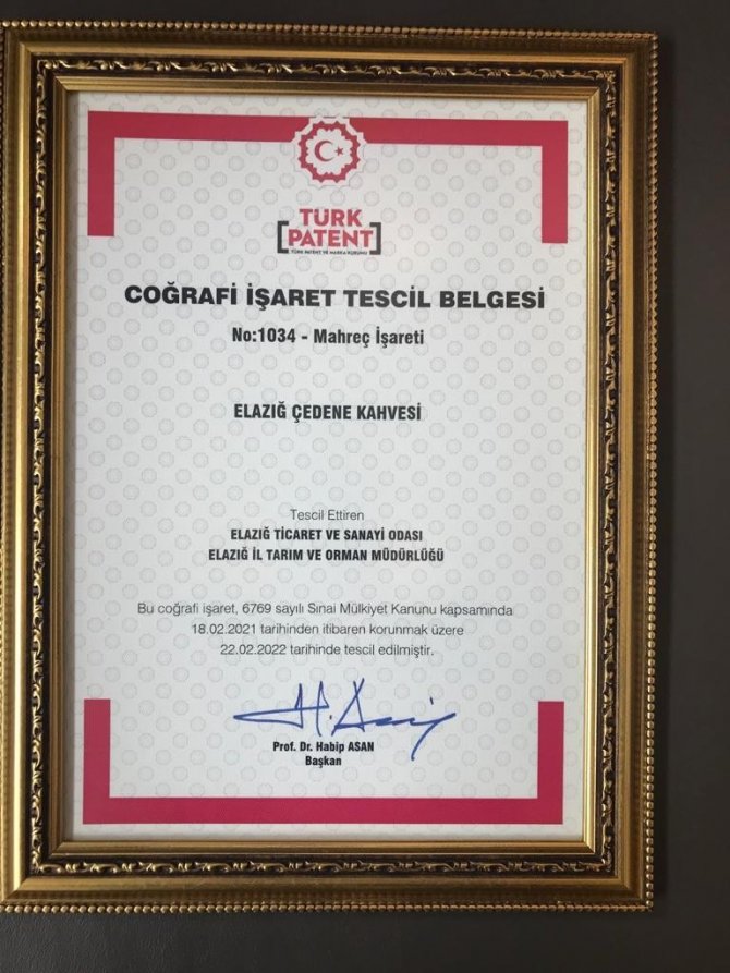 ‘Elazığ Çedene Kahvesi’ Coğrafi İşaret Belgesi Aldı