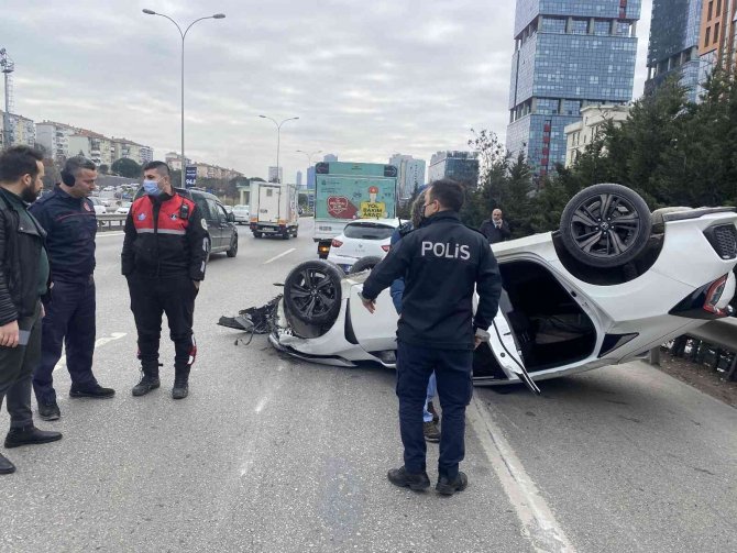 Maltepe’de Kontrolden Çıkan Otomobil, 60 Metre Sürüklenerek Takla Attı