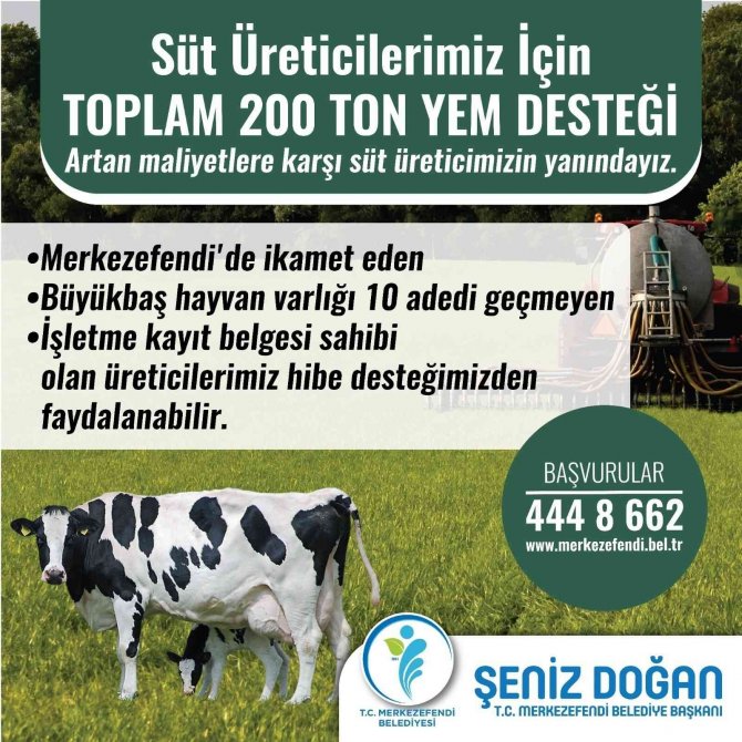Süt Üreticilerine 200 Ton Yem Desteği