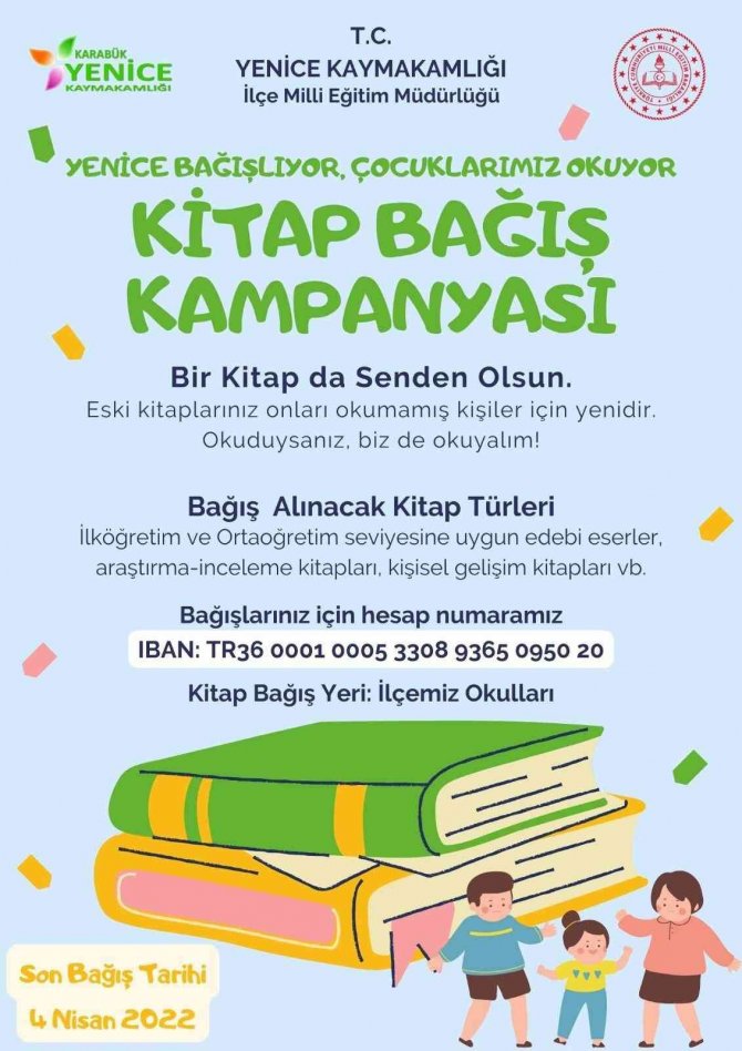 ‘Yenice Bağışlıyor, Çocukları Okuyor’ Kampanyası