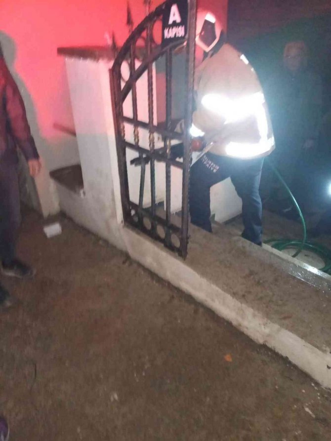 Erdek’te Kapı Demirine Sıkışan Köpeğin İmdadına İtfaiye Yetişti
