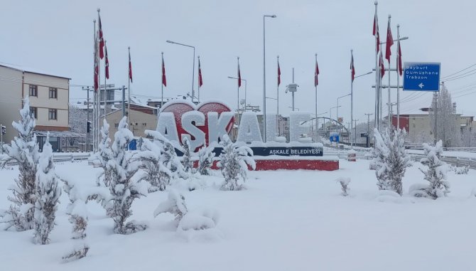 Aşkale’de Kartpostallık Kar Görüntüleri