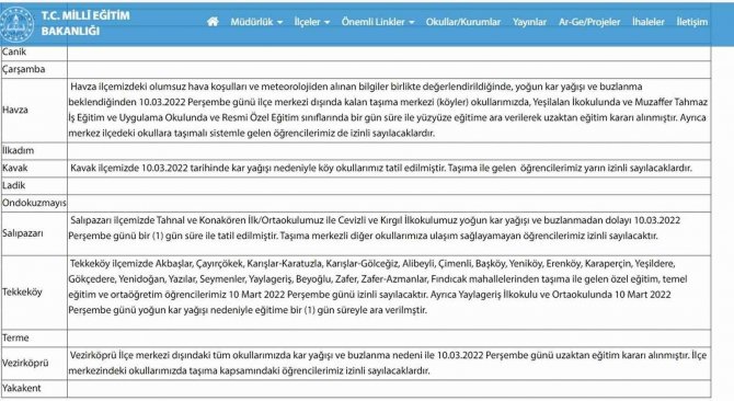 Samsun’da Eğitime Kar Engeli