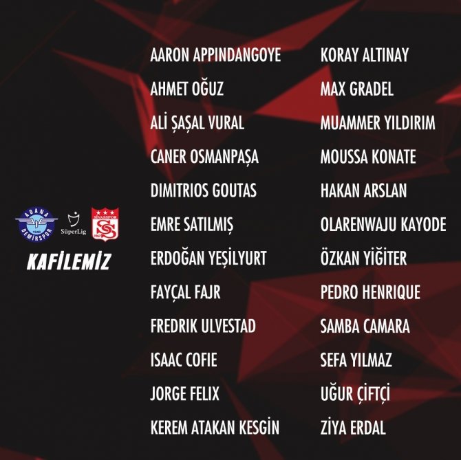 Sivasspor’un Adana Kafilesi Belli Oldu