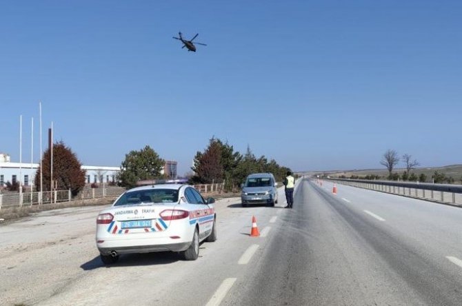 Helikopter Destekli Trafik Denetimi Yapıldı