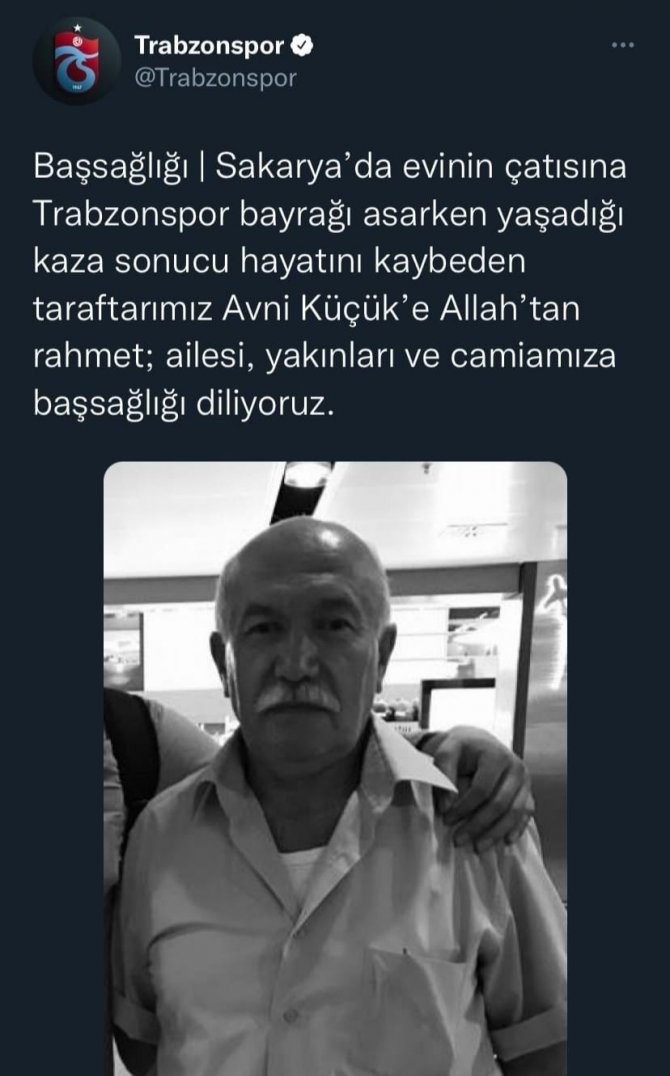 Trabzonspor’un Bayrağını Asmak İsterken Çatıdan Düşerek Hayatını Kaybetti