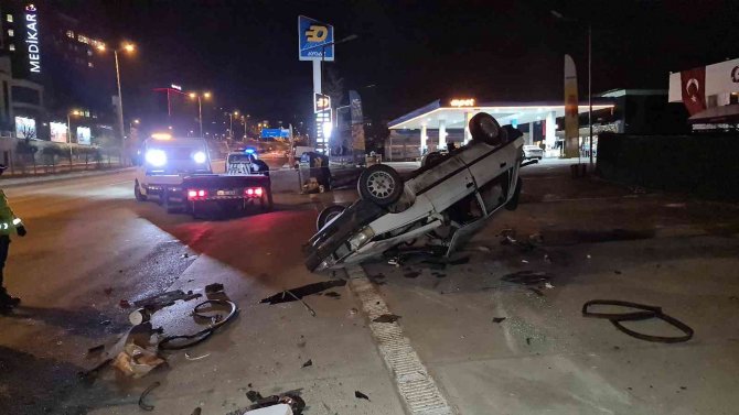 210 Promil Alkollü Sürücü Otomobille Takla Attı