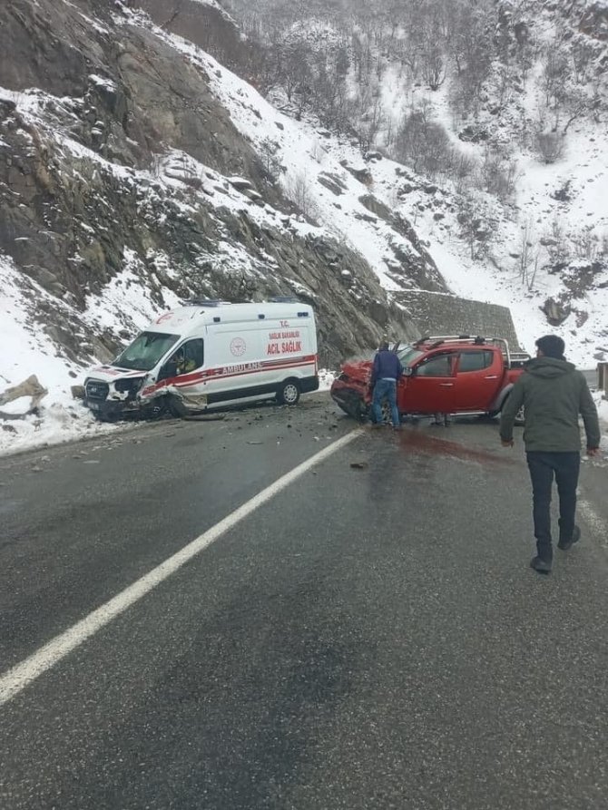 Artvin’de Hasta Taşıyan Ambulans Kaza Yaptı: 2 Yaralı