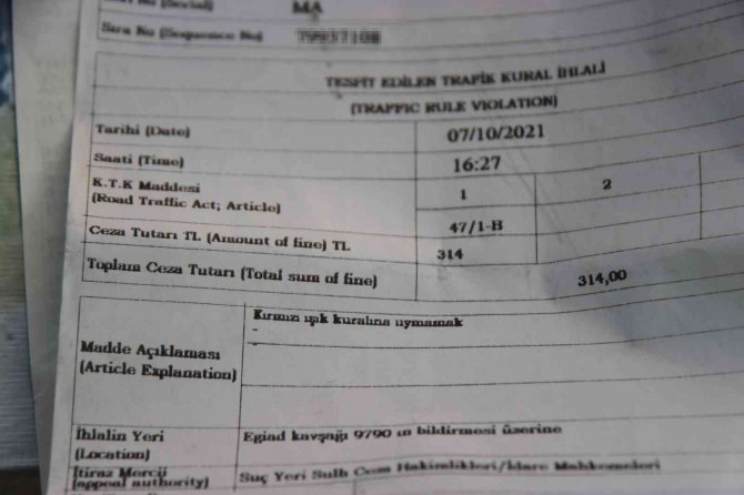 Diyarbakır’da Bulunan Araca İ̇zmir’de Kesilen Ceza Pts Kayıtlarının İncelenmesiyle Kaldırıldı