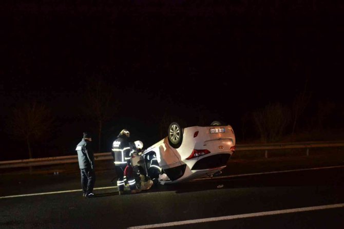 Tekirdağ’da Yolcu Otobüsüyle Çarpışan Otomobil Takla Attı: 1 Yaralı