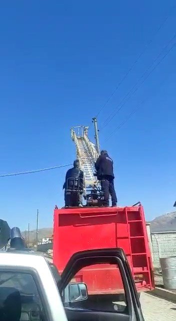 Elektrik Direğinde Mahsur Kalan Kedi Kurtarıldı