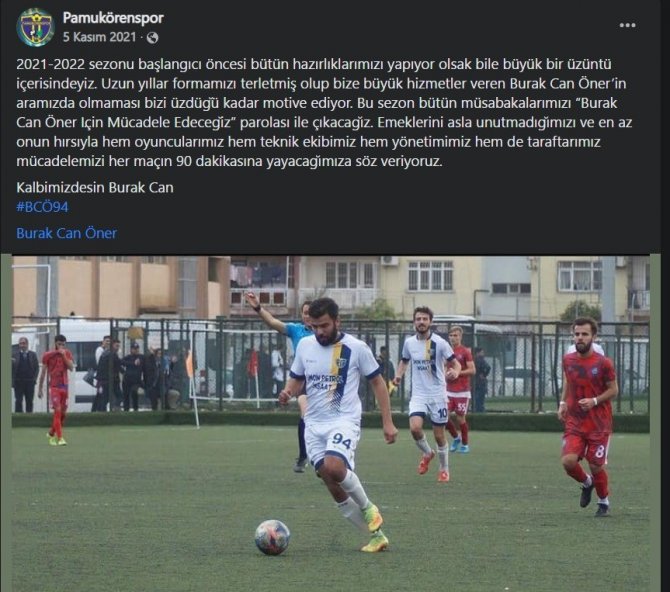 Pamukörenspor Burak Can’ı Unutmadı
