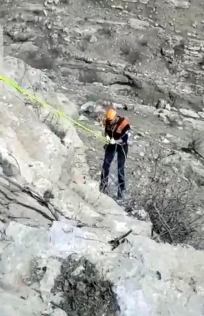 Dağlık Alanda Mahsur Kalan Keçi Afad’ın 4 Saatlik Çalışmasıyla Kurtarıldı