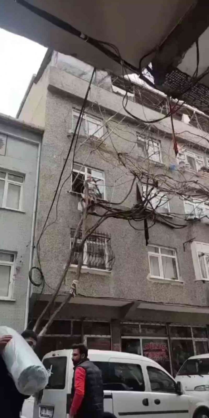 Kendini İple Bağlayarak Ağaç Budadı