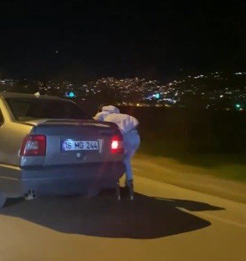 Bursa’da Patenli Gencin Tehlikeli Yolculuğu Kamerada