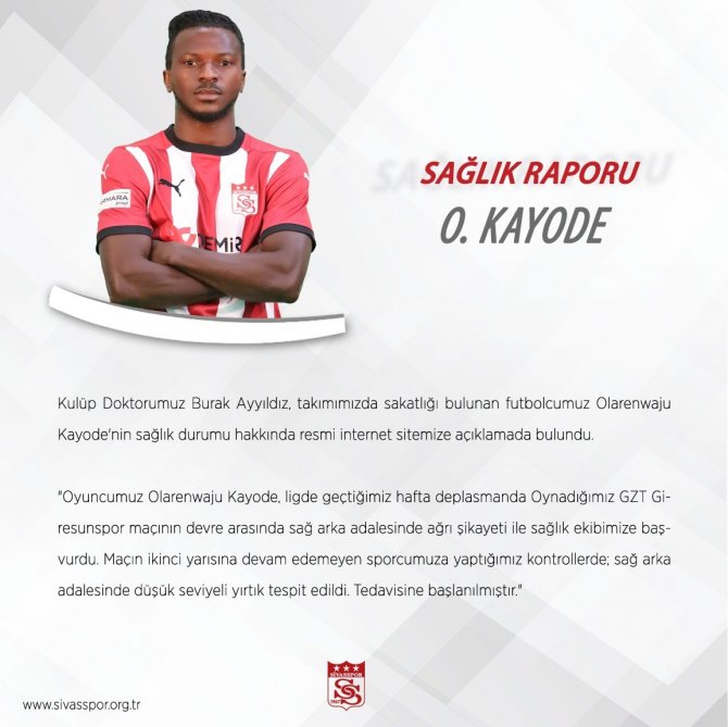 Sivasspor’da Kayode Şoku!