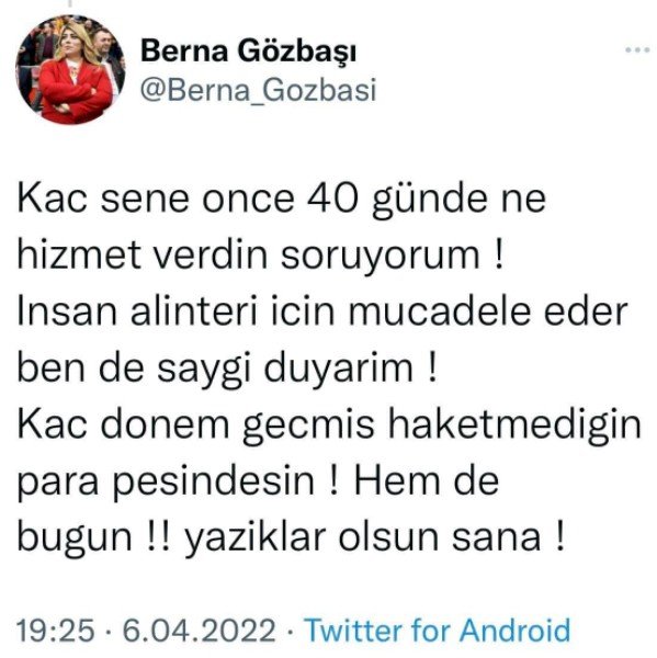 Berna Gözbaşı’dan Kulübe İcra Gönderen Eski Futbolcuya Tepki