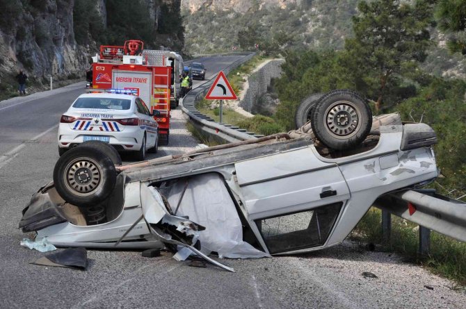 Mersin’de Freni Patlayan Otomobil Bariyere Çarpıp Takla Attı: 1 Ölü, 3 Yaralı