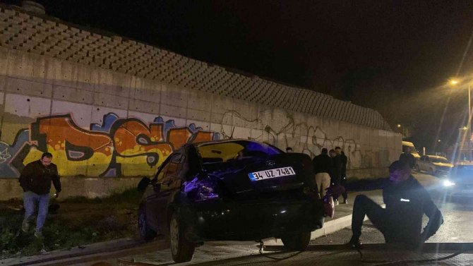 El Freni Çekilmeyen Otomobil 10 Metreden Yüksekten Düştü: 1 Yaralı