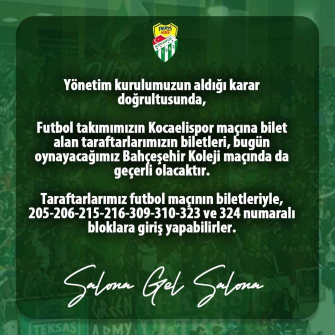 Frutti Extra Bursaspor’dan Dikkat Çeken Bilet Kampanyası