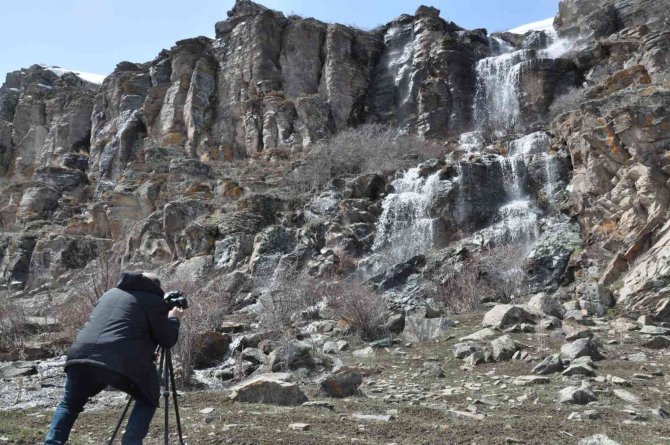 Kar Sularının Oluşturduğu Şelaleler Görenleri Büyüledi