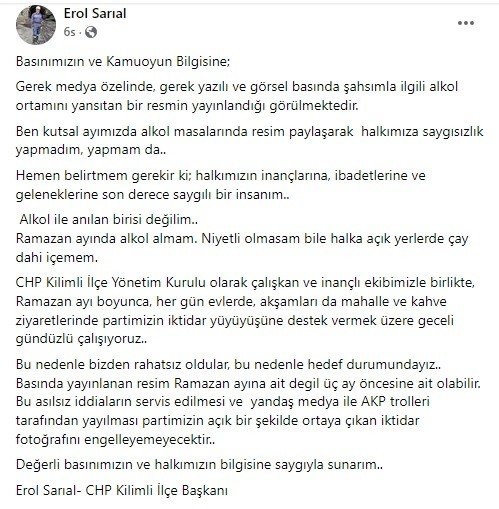 Chp’li Üyenin "Alkollü İftar" Fotoğrafı Ortalığı Karıştırdı