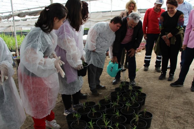 Konyaaltı’nda Down Sendromlu Çocuklar Saksılara Çiçek Dikti