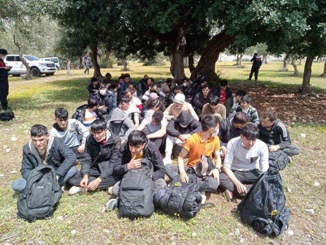 İ̇zmir’de Boş Arazide 94 Afgan Göçmen Kurtarıldı