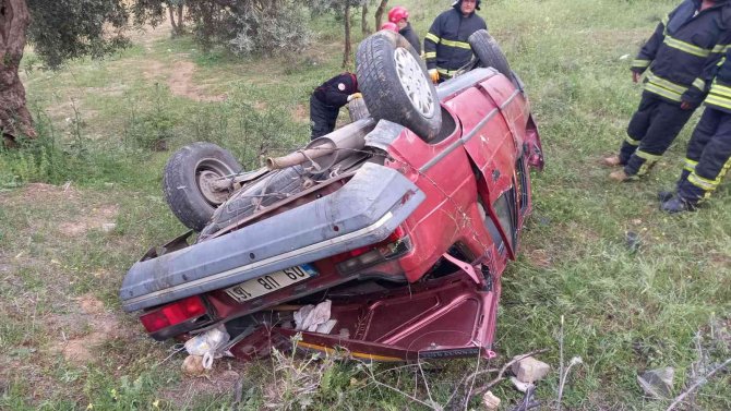 Aydın’da Otomobil Şarampole Yuvarlandı