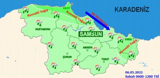 Samsun’un Merkez İlçelerine 48 Saatte 111,9 Kilo Yağış Düştü