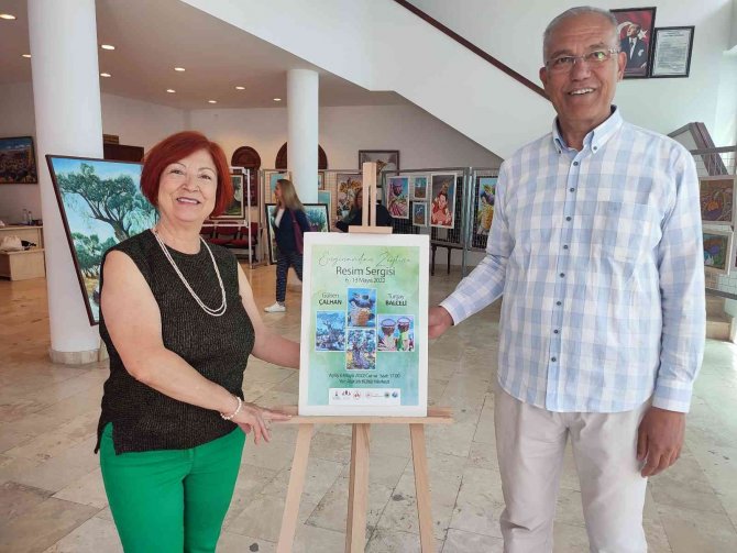 Urla’da Enginar’dan Zeytin’e Resim Sergisi Açıldı