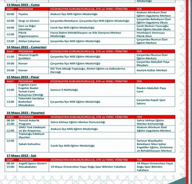 Samsun’da Engelliler Haftası Etkinlikleri