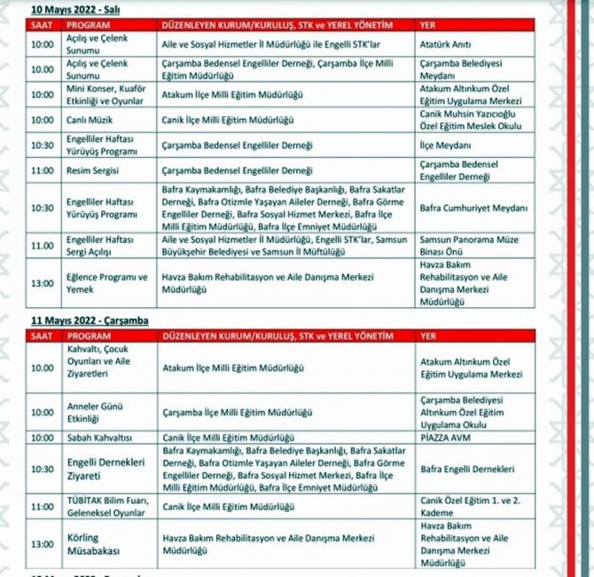 Samsun’da Engelliler Haftası Etkinlikleri
