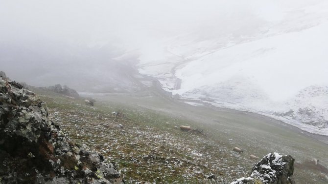 Bayburt - Trabzon Arasındaki Yaylalarda Kar Yağışı