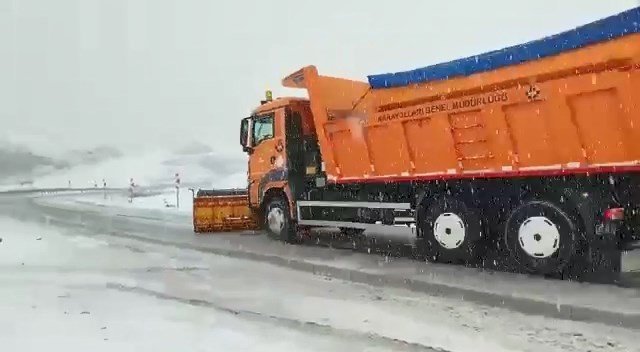 Tendürek Geçidi’nde Kar Yağışı Trafikte Aksamalara Neden Oluyor