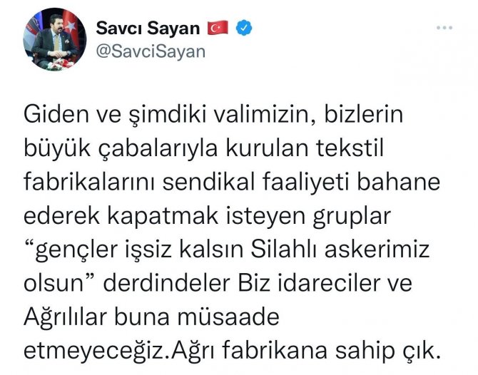 Başkan Sayan: “Fabrikana Sahip Çık”